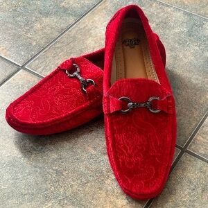 Red royal shoes velvet  loafers